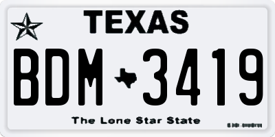 TX license plate BDM3419
