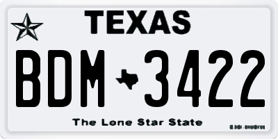 TX license plate BDM3422