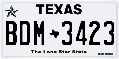 TX license plate BDM3423