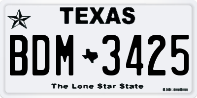 TX license plate BDM3425