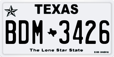 TX license plate BDM3426