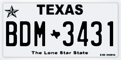 TX license plate BDM3431