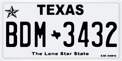 TX license plate BDM3432
