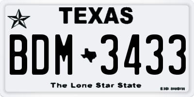 TX license plate BDM3433