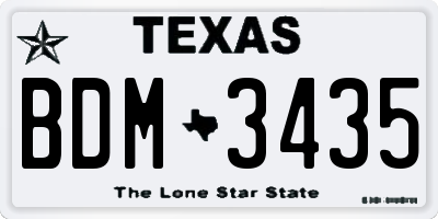 TX license plate BDM3435