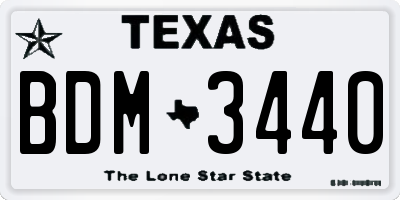 TX license plate BDM3440