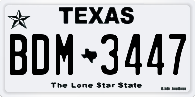TX license plate BDM3447
