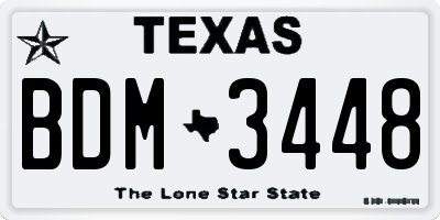 TX license plate BDM3448