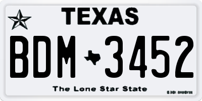 TX license plate BDM3452