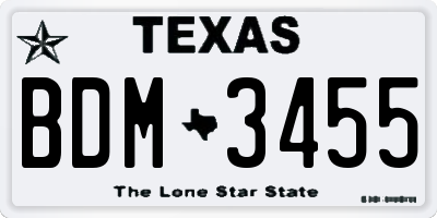 TX license plate BDM3455