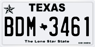 TX license plate BDM3461