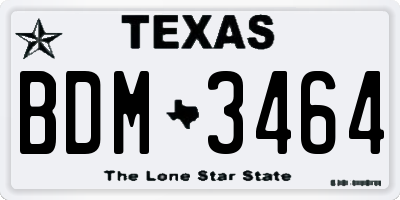 TX license plate BDM3464