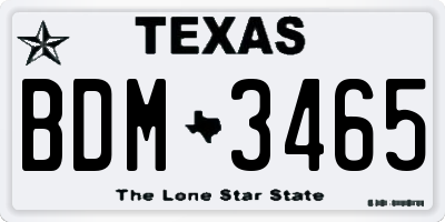TX license plate BDM3465