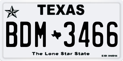 TX license plate BDM3466