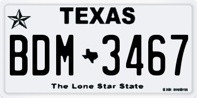 TX license plate BDM3467