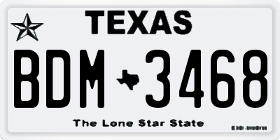 TX license plate BDM3468