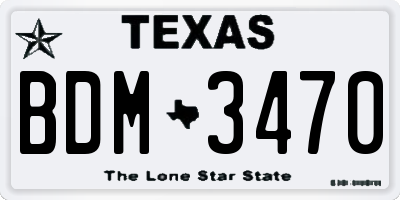 TX license plate BDM3470