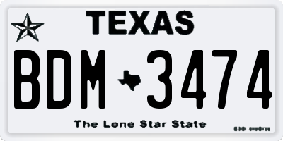 TX license plate BDM3474