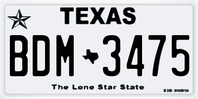 TX license plate BDM3475