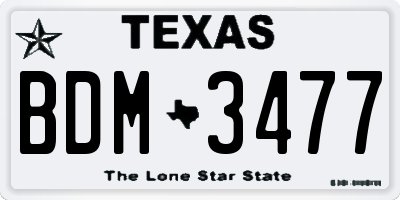 TX license plate BDM3477