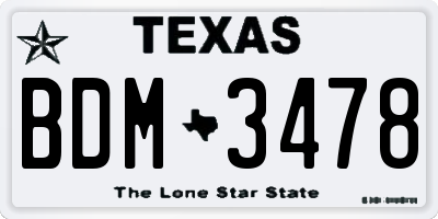 TX license plate BDM3478