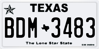 TX license plate BDM3483