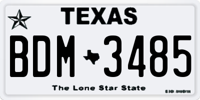 TX license plate BDM3485