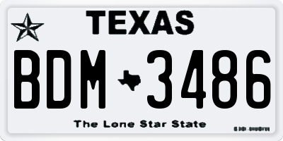 TX license plate BDM3486