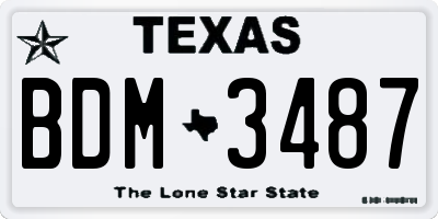TX license plate BDM3487