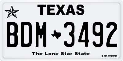 TX license plate BDM3492
