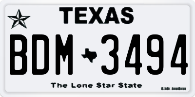 TX license plate BDM3494