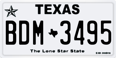 TX license plate BDM3495