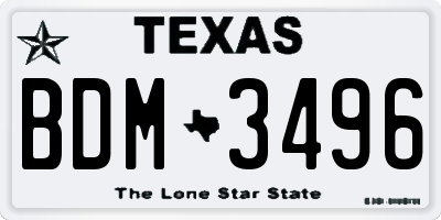 TX license plate BDM3496
