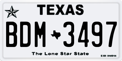 TX license plate BDM3497