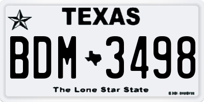TX license plate BDM3498
