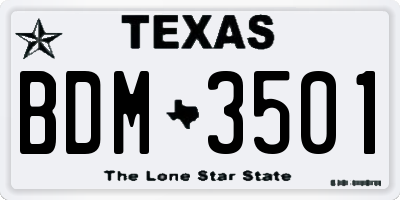 TX license plate BDM3501