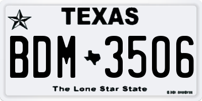 TX license plate BDM3506
