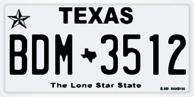 TX license plate BDM3512