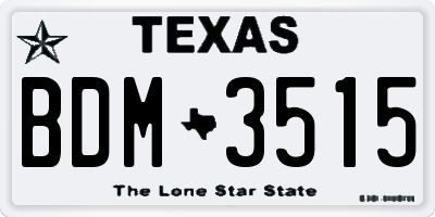 TX license plate BDM3515