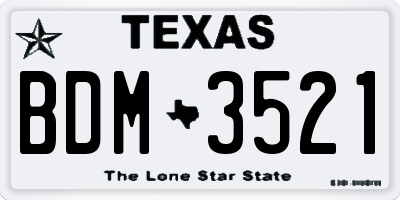 TX license plate BDM3521