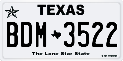 TX license plate BDM3522