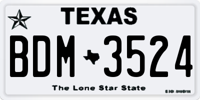 TX license plate BDM3524