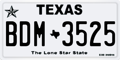 TX license plate BDM3525