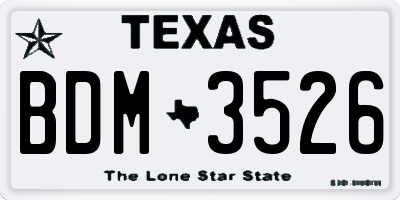 TX license plate BDM3526