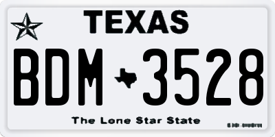 TX license plate BDM3528