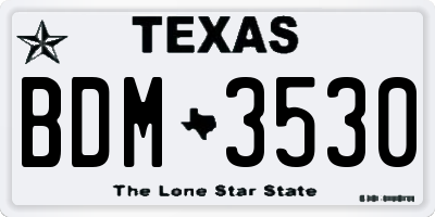 TX license plate BDM3530