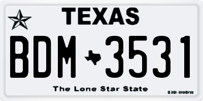 TX license plate BDM3531