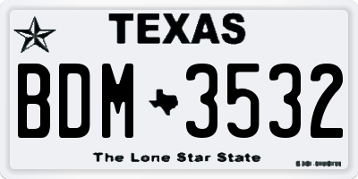 TX license plate BDM3532