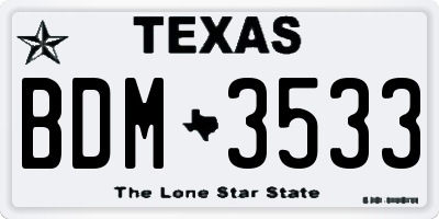 TX license plate BDM3533