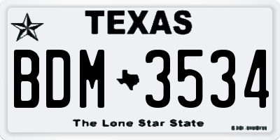 TX license plate BDM3534
